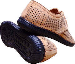 Кожаные мокасины туфли летние мужские смарт кэжуал Luciano Bellini S203 – Beige Nubuk.