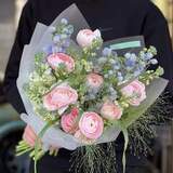 Photo of Mesmerizing bouquet of soft-pink ranunculus and fragrant matthiola «Charming Tetyana»