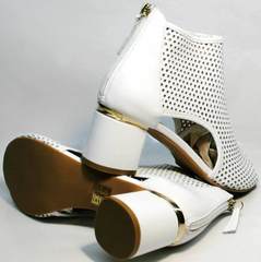 Женские летние ботинки ботильоны с толстым каблуком Magnolya 3503 56-3 SummerWhite