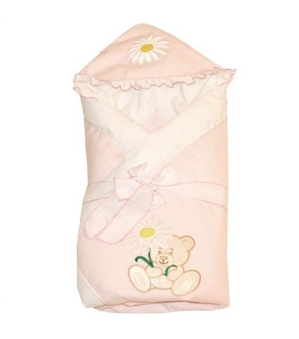 Конверт-одеяло для новорожденных на выписку Ромашка розовый