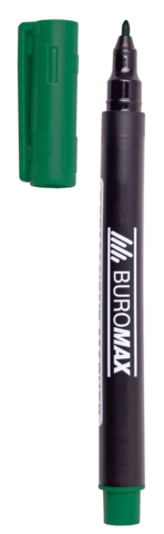 Маркер водостойкий BUROMAX, спиртовая основа (1 мм), зеленый (BM.8704-04)