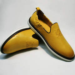 Модные туфли мужские кожаные King West 053-1022 Yellow-White.
