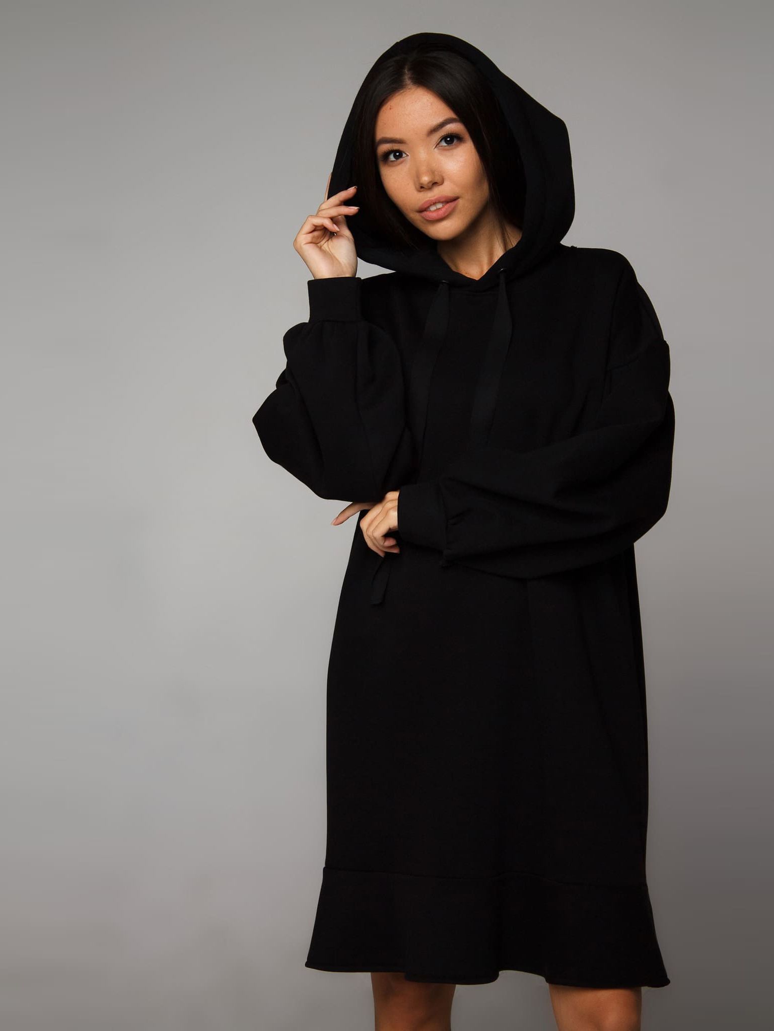 Платье-худи черное с начесом YOS от украинского бренда Your Own Style