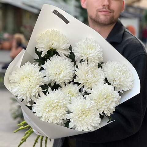 11 Antonov chrysanthemums in a bouquet «White whim», Flowers: Chrysanthemum