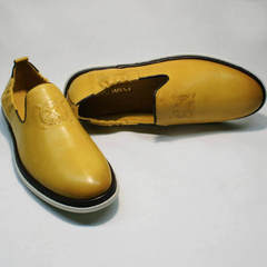 Мужские кожаные туфли желтого цвета King West 053-1022 Yellow-White.