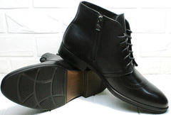 Модные мужские ботинки классика зима Ikoc 3640-1 Black Leather.