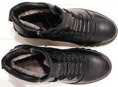 Кожаные ботинки кроссовки на меху мужские Komcero 1K0531-3506 Black.