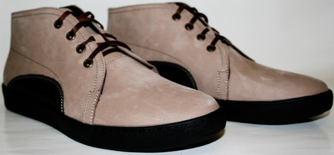 Шкіряні кеди черевики чоловічі осінні. Бежеві черевики кеди на товстій підошві. Весняні черевики на шнурках Ikoc Beige.