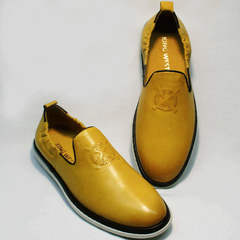 Удобные туфли слипоны мужские King West 053-1022 Yellow-White.