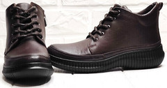 Кожаные ботинки демисезонные женские Evromoda 535-2010 S.A. Dark Brown.