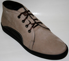 Кожаные кеды ботинки мужские демисезонные. Бежевые ботинки на толстой подошве. Нубук ботинки на шнуровке Ikoc Beige.