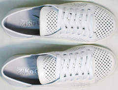 Кожаные летние кеды туфли женские на шнуровке ZiKo KPP2 Wite.