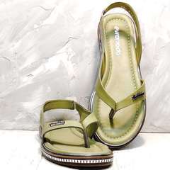 Женские сандали босоножки кожаные Evromoda 454-411 Olive.