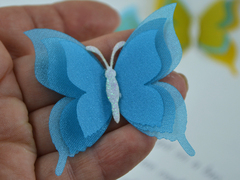 Заготовки для метеликів з блискучої органзи бірюзові (на 2 метелика)