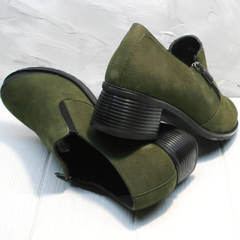 Элегантные туфли на среднем каблуке женские демисезонные Miss Rozella 503-08 Khaki.