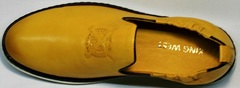 Кожаные мужские туфли под джинсы King West 053-1022 Yellow-White.