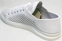 Перфорированные туфли кеды женские летние белые ZiKo KPP2 Wite.