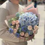 Photo of Light blue bouquet with nigella and hydrangea «Sapphire cobweb»