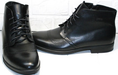 Кожаные зимние ботинки мужские модные Ikoc 3640-1 Black Leather.