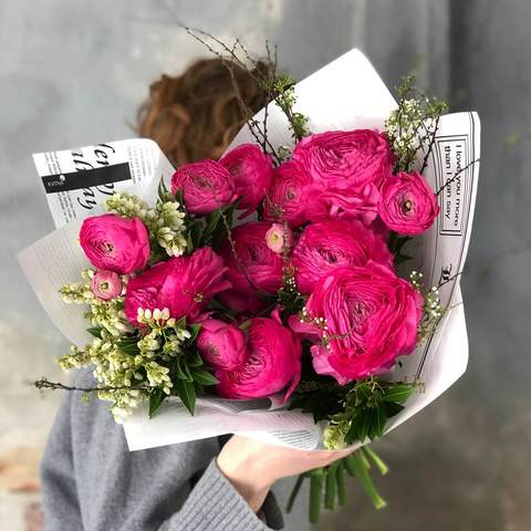 Bouquet «Pink Melody», Bouquet with Pink Ranunculus