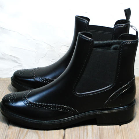 Резиновые ботинки челси женские черные. Стильные короткие сапоги резиновые женские утепленные W9072 Black