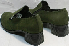 Модные кожаные туфли женские невысокий каблук 5 см демисезонные Miss Rozella 503-08 Khaki.