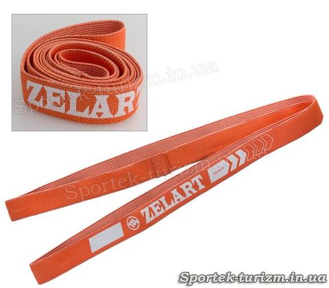 Фітнес-гумка тканинна стрічка опору Zelart (жорсткість l, помаранчева)