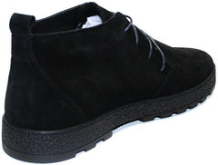 Мужские замшевые ботинки демисезонные. Черные ботинки на шнуровке Ikoc Black.
