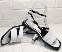 Женские кожаные сандалии босоножки с ремешком вокруг щиколотки Brocoli H1886-9165-S873 White.