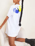 Сукня-футболка біла з подовженим рукавом Butterfly palm UA Love&Live фото 1