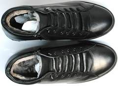 Кеды ботинки зимние мужские натуральная кожа натуральный мех Ridge 6051 X-16Black