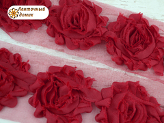 Шифоновые шебби-розы красные  диаметр 6 см