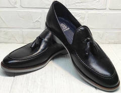 Черные лоферы мужские туфли без шнурков Luciano Bellini 91178-E-212 Black.