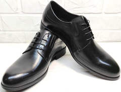 Строгие мужские туфли под костюм Ikoc 3416-1 Black Leather.