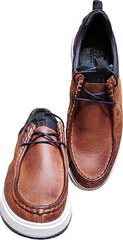 Мужские коричневые мокасины туфли на шнуровке Arsello 33-19 Brown White.