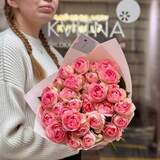 Photo of 9 branches of Lovely Rokoko pink spray peony roses in a bouquet «Sweet Petals»