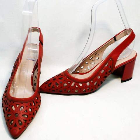 Красные туфли босоножки с закрытым носком и открытой пяткой Guero-Red