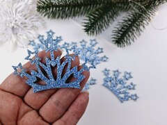Набір сніжинок для обідка з зірочками блакитний №3