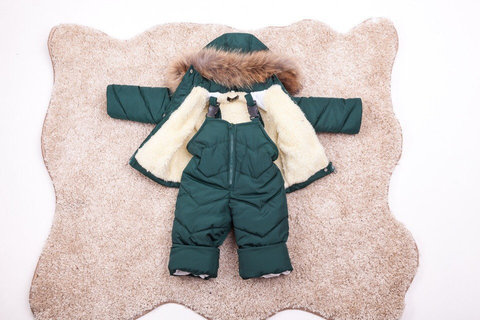 Зимний комбинезон с курткой детский Look зеленый однотон