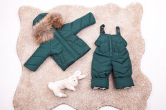 Зимний комбинезон с курткой детский Look зеленый однотон
