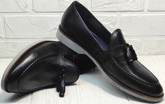 Стильные лоферы туфли черные мужские Luciano Bellini 91178-E-212 Black.
