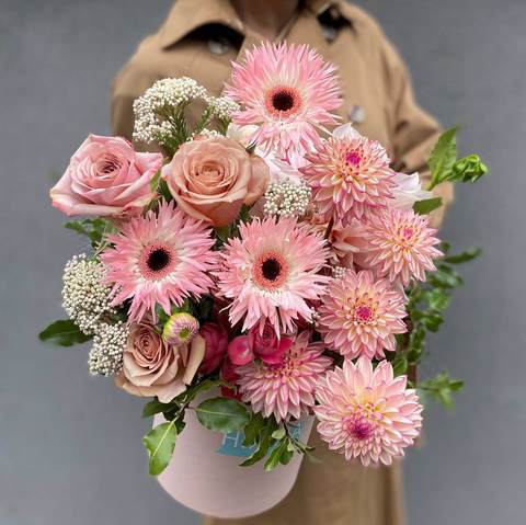Коробочка с цветами «Розовая осень»