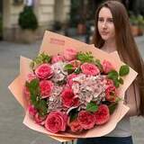 Photo of Luxurious bouquet with peonies and hydrangea «Coral Summer»