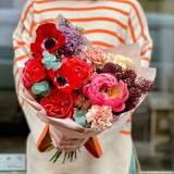 Photo of Bright bouquet with peonies and anemones «Juicy Kiss»