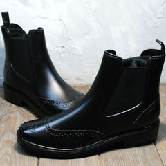 Резиновые ботинки черные женские W9072Black