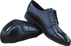 Строгие мужские туфли дерби Ikoc 3853-2 Black Leather.