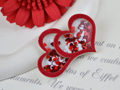 Патч-шейкер Два сердечка червоні оксамитові