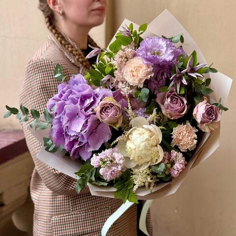 Photo of Purple bouquet with hydrangea «Lavender comfort»