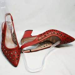 Модные туфли женские кожаные летние G.U.E.R.O G067-TN Red.