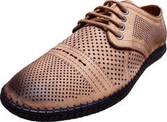 Бежевые кожаные туфли летние смарт кэжуал мужской Luciano Bellini S203 – Beige Nubuk.